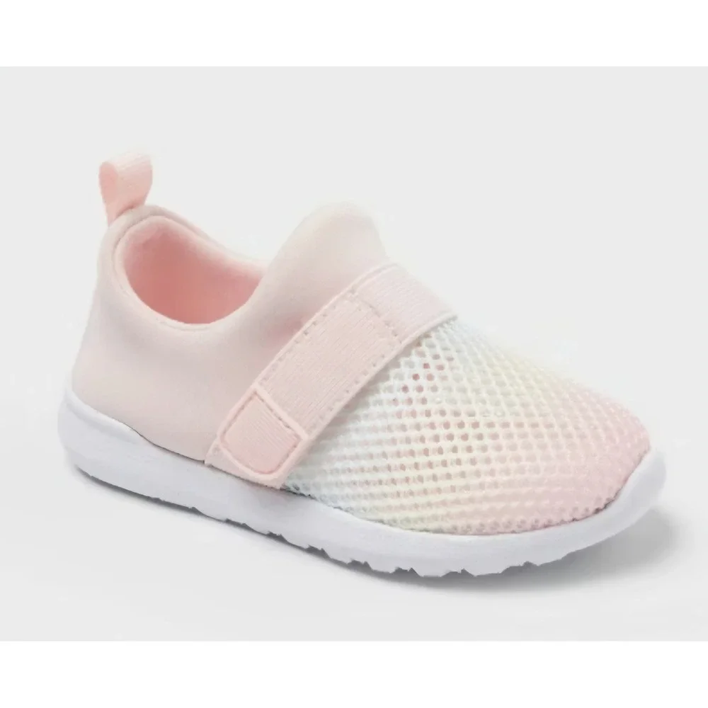 Cat & Jack Austen Toddler Girls Pink Shimmer Mesh Slip On Sneakers Size 5 NEW